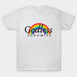 Godless Sodomite | Black on Rainbow | Satanic Pride T-Shirt